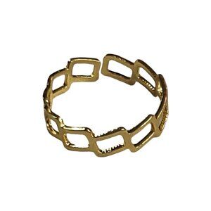 Gold-Tone Geometric Rectangles Band Ring Size 7 Adjustable New without Tags NWOT